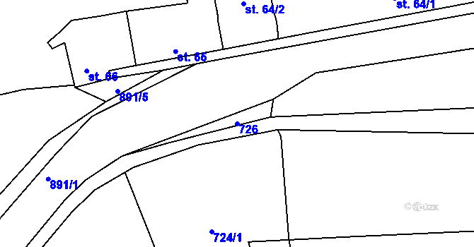 Parcela st. 726 v KÚ Vrapice, Katastrální mapa