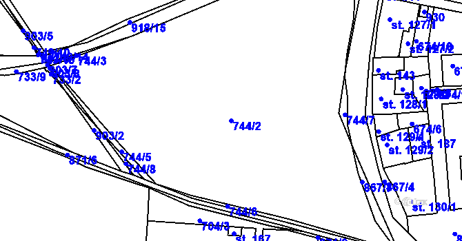 Parcela st. 744/2 v KÚ Vrapice, Katastrální mapa