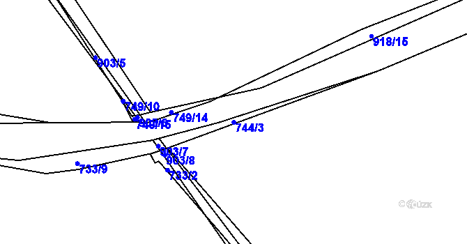 Parcela st. 744/3 v KÚ Vrapice, Katastrální mapa