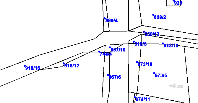 Parcela st. 744/4 v KÚ Vrapice, Katastrální mapa