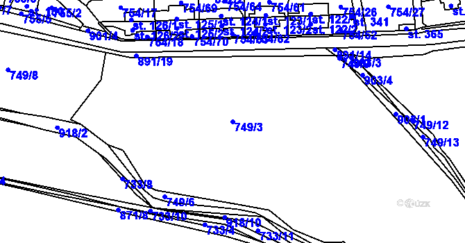 Parcela st. 749/3 v KÚ Vrapice, Katastrální mapa