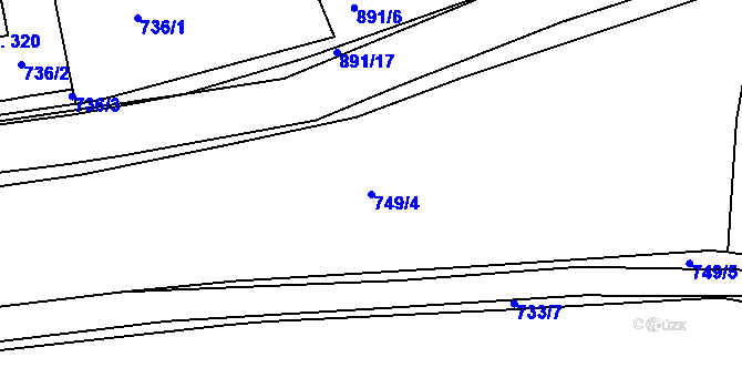 Parcela st. 749/4 v KÚ Vrapice, Katastrální mapa