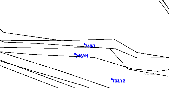 Parcela st. 749/7 v KÚ Vrapice, Katastrální mapa