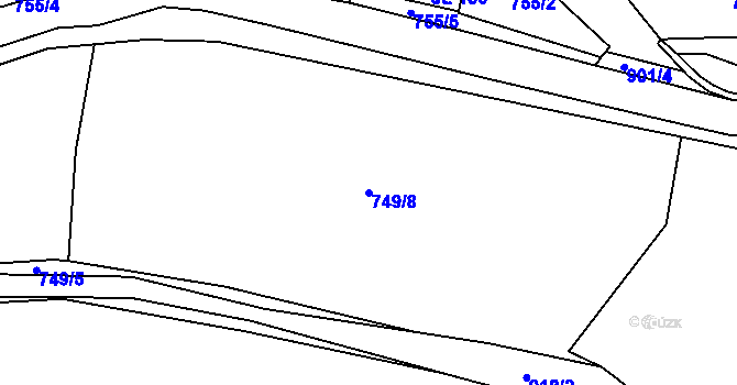 Parcela st. 749/8 v KÚ Vrapice, Katastrální mapa