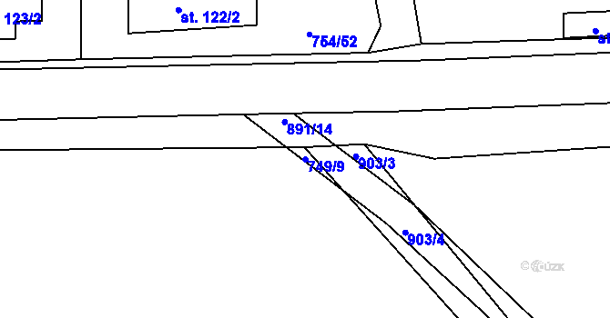 Parcela st. 749/9 v KÚ Vrapice, Katastrální mapa