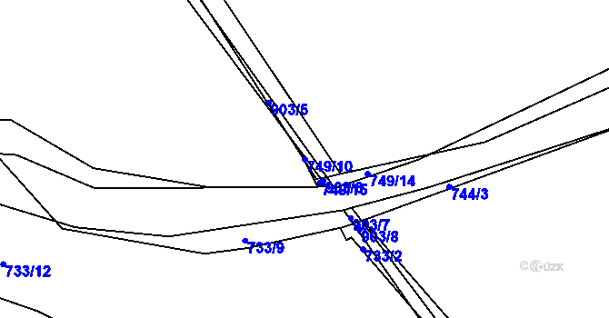 Parcela st. 749/10 v KÚ Vrapice, Katastrální mapa