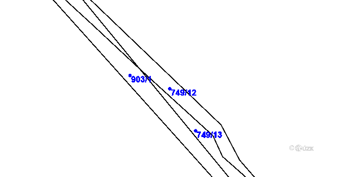 Parcela st. 749/12 v KÚ Vrapice, Katastrální mapa