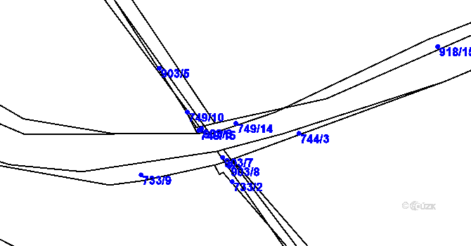 Parcela st. 749/14 v KÚ Vrapice, Katastrální mapa