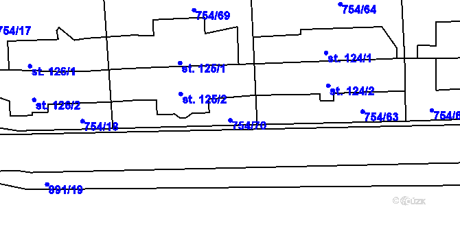 Parcela st. 754/70 v KÚ Vrapice, Katastrální mapa