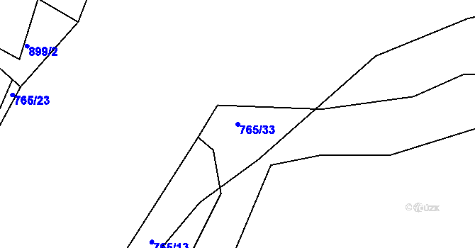Parcela st. 765/33 v KÚ Vrapice, Katastrální mapa