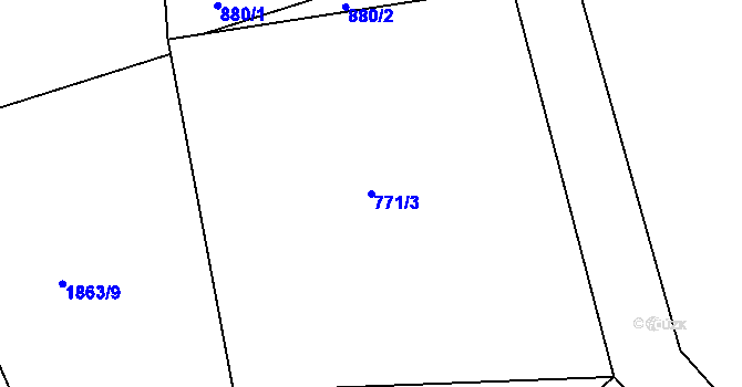 Parcela st. 771/3 v KÚ Vrapice, Katastrální mapa