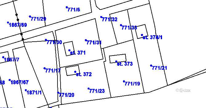 Parcela st. 771/9 v KÚ Vrapice, Katastrální mapa