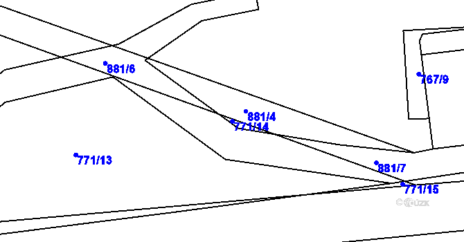 Parcela st. 771/14 v KÚ Vrapice, Katastrální mapa