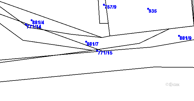 Parcela st. 771/15 v KÚ Vrapice, Katastrální mapa