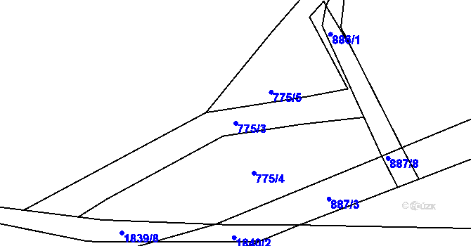 Parcela st. 775/3 v KÚ Vrapice, Katastrální mapa