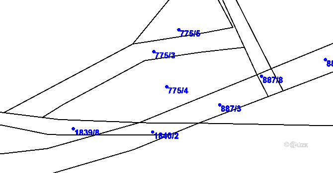 Parcela st. 775/4 v KÚ Vrapice, Katastrální mapa