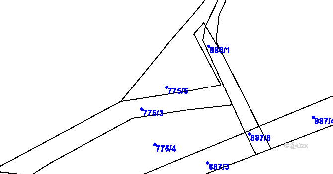 Parcela st. 775/5 v KÚ Vrapice, Katastrální mapa
