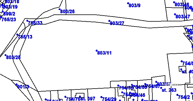 Parcela st. 803/11 v KÚ Vrapice, Katastrální mapa