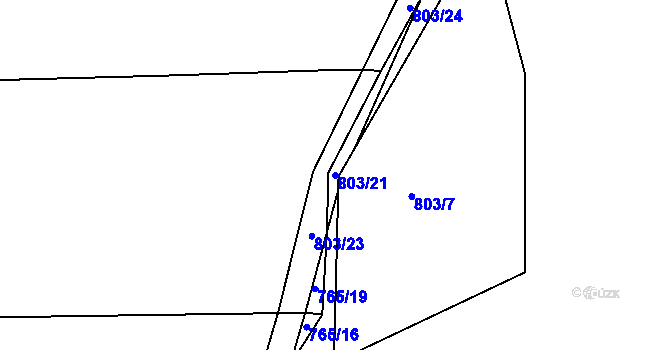 Parcela st. 803/21 v KÚ Vrapice, Katastrální mapa
