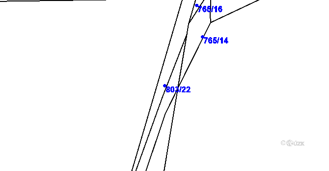 Parcela st. 803/22 v KÚ Vrapice, Katastrální mapa