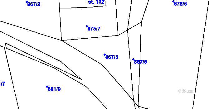 Parcela st. 867/3 v KÚ Vrapice, Katastrální mapa