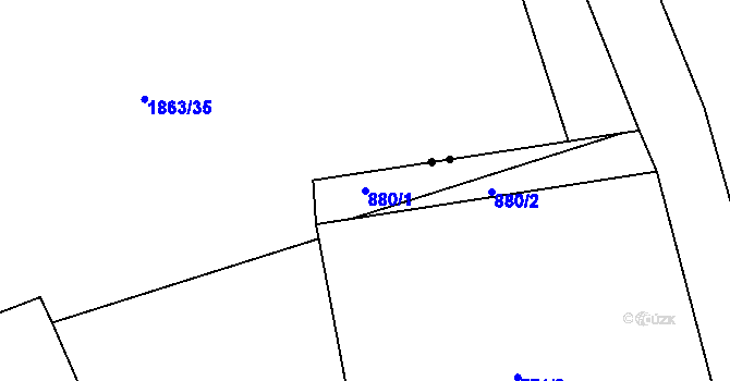 Parcela st. 880/1 v KÚ Vrapice, Katastrální mapa