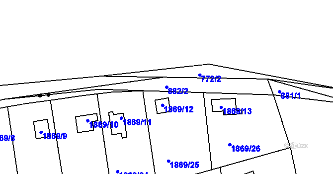 Parcela st. 882/2 v KÚ Vrapice, Katastrální mapa