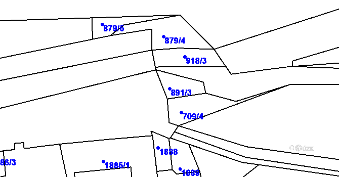 Parcela st. 891/3 v KÚ Vrapice, Katastrální mapa