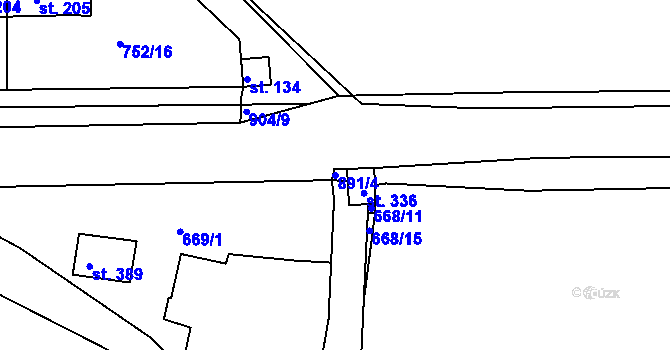 Parcela st. 891/4 v KÚ Vrapice, Katastrální mapa