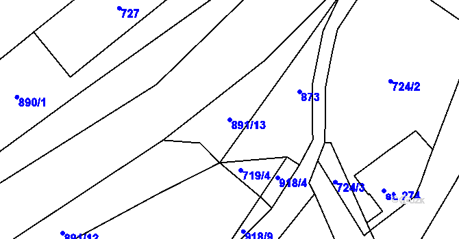 Parcela st. 891/13 v KÚ Vrapice, Katastrální mapa