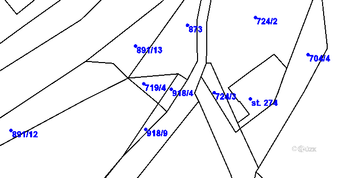 Parcela st. 918/4 v KÚ Vrapice, Katastrální mapa