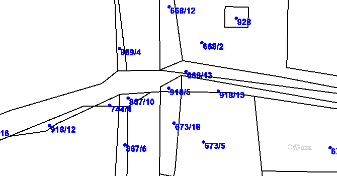 Parcela st. 918/5 v KÚ Vrapice, Katastrální mapa