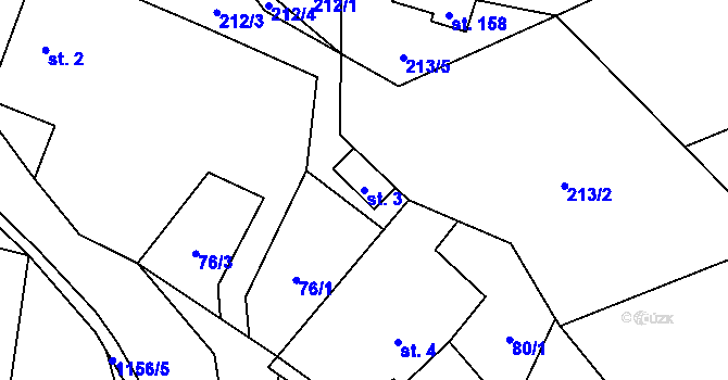 Parcela st. 3 v KÚ Kladno u Hlinska, Katastrální mapa
