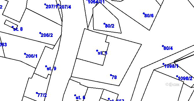 Parcela st. 5 v KÚ Kladno u Hlinska, Katastrální mapa