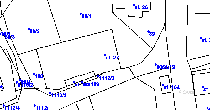 Parcela st. 27 v KÚ Kladno u Hlinska, Katastrální mapa