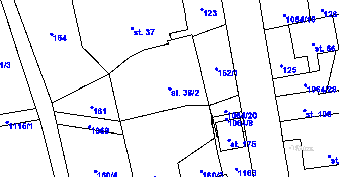 Parcela st. 38/2 v KÚ Kladno u Hlinska, Katastrální mapa