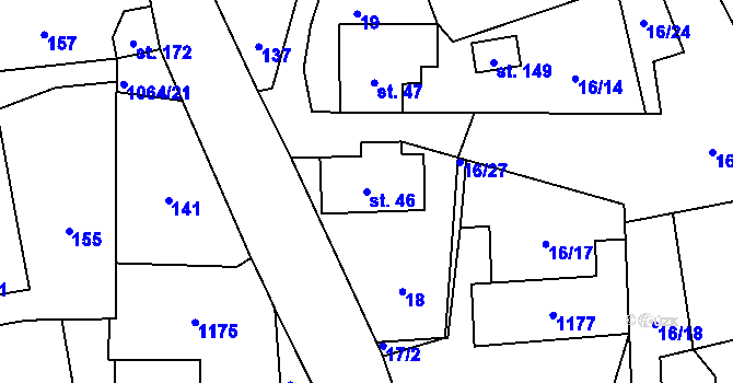 Parcela st. 46 v KÚ Kladno u Hlinska, Katastrální mapa