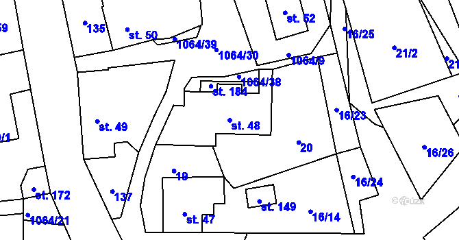 Parcela st. 48 v KÚ Kladno u Hlinska, Katastrální mapa