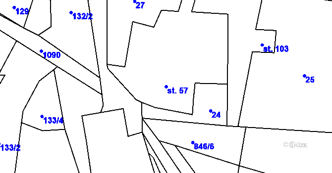 Parcela st. 57 v KÚ Kladno u Hlinska, Katastrální mapa