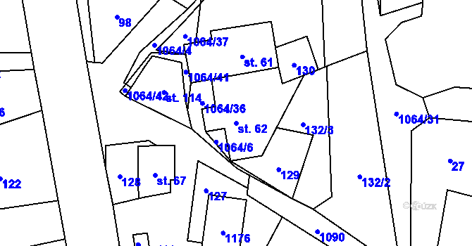 Parcela st. 62 v KÚ Kladno u Hlinska, Katastrální mapa