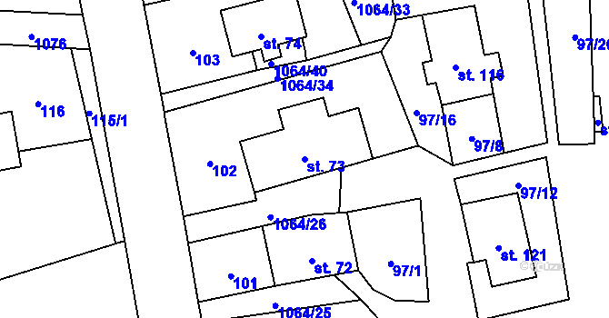 Parcela st. 73 v KÚ Kladno u Hlinska, Katastrální mapa
