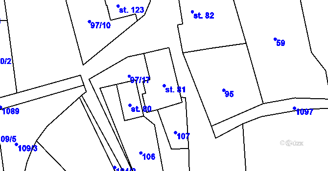 Parcela st. 81 v KÚ Kladno u Hlinska, Katastrální mapa