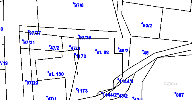 Parcela st. 88 v KÚ Kladno u Hlinska, Katastrální mapa