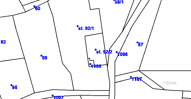 Parcela st. 92/2 v KÚ Kladno u Hlinska, Katastrální mapa