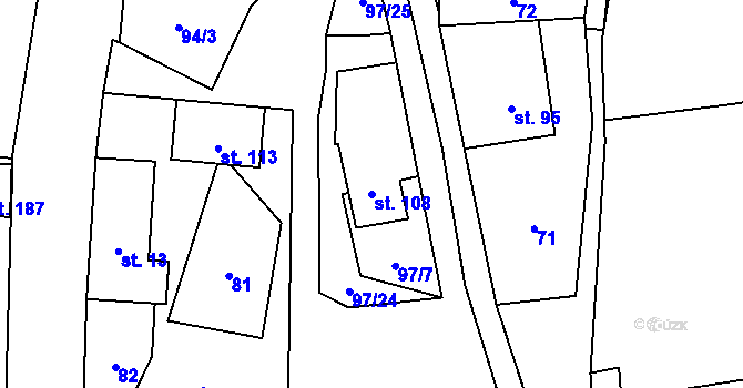 Parcela st. 108 v KÚ Kladno u Hlinska, Katastrální mapa