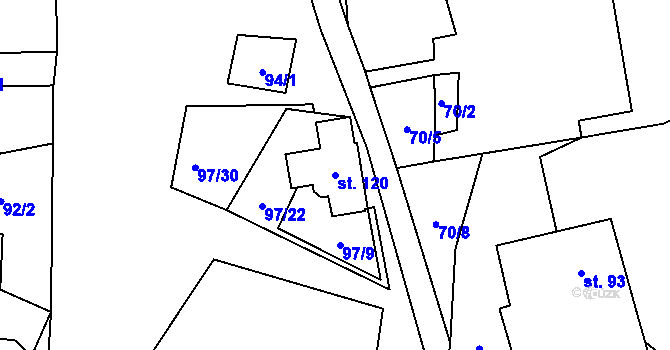 Parcela st. 120 v KÚ Kladno u Hlinska, Katastrální mapa