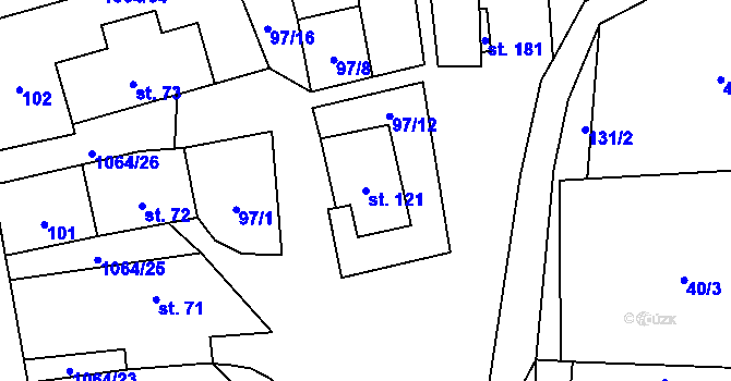 Parcela st. 121 v KÚ Kladno u Hlinska, Katastrální mapa