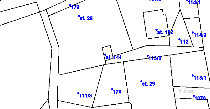 Parcela st. 144 v KÚ Kladno u Hlinska, Katastrální mapa