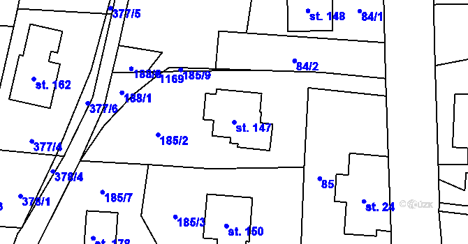 Parcela st. 147 v KÚ Kladno u Hlinska, Katastrální mapa