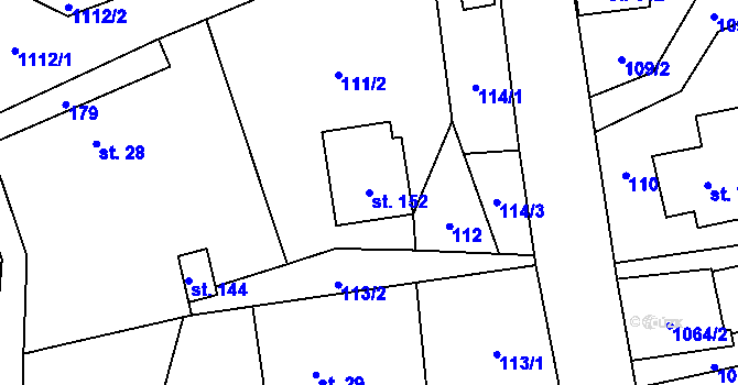 Parcela st. 152 v KÚ Kladno u Hlinska, Katastrální mapa